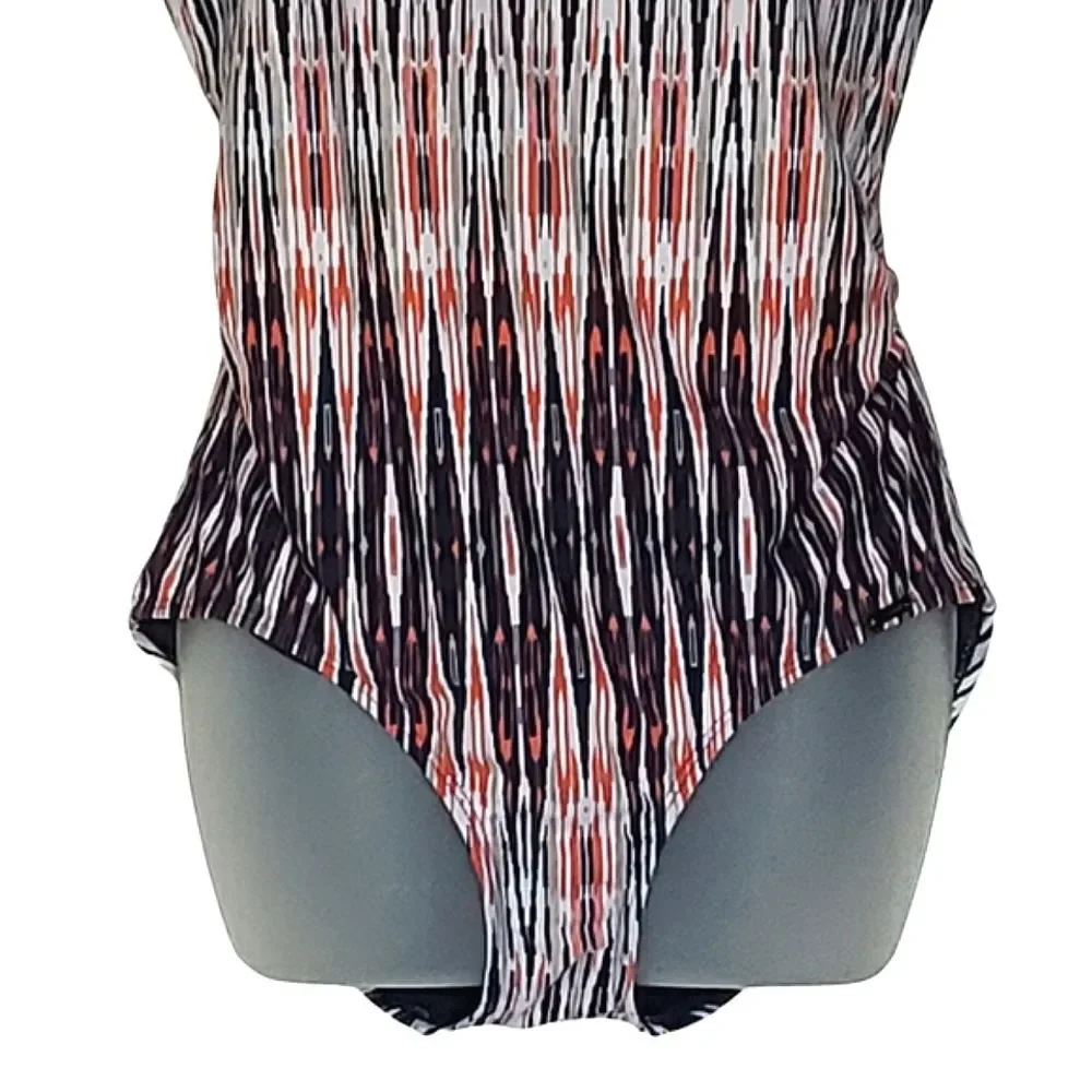 Jones New York One Piece Bathing Suit Size 10 Navy Blue White Coral‎ Swimsuit